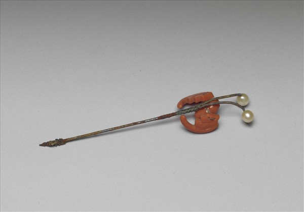 珊瑚嵌珠蝙蝠簪