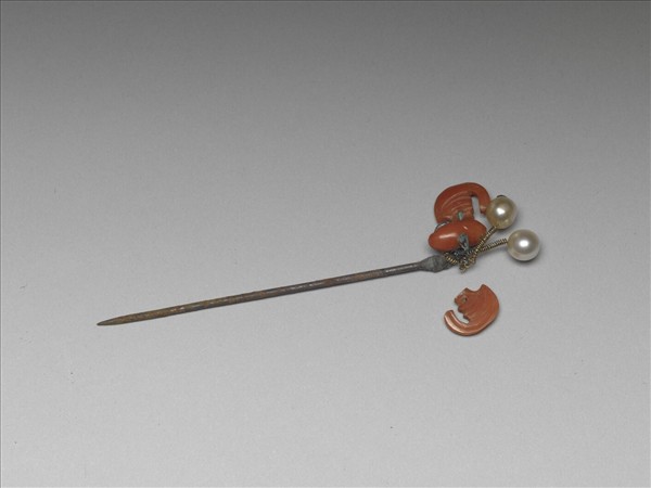 珊瑚嵌珠蝙蝠簪