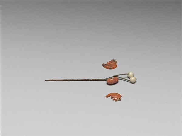 珊瑚嵌珠蝙蝠簪