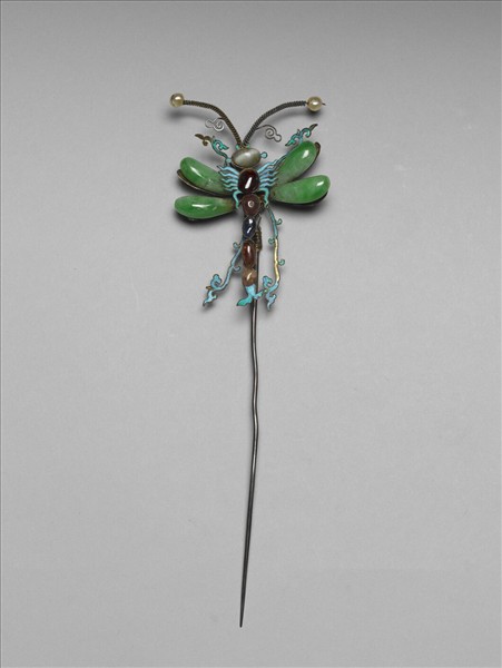  嵌珠石蜻蜓簪