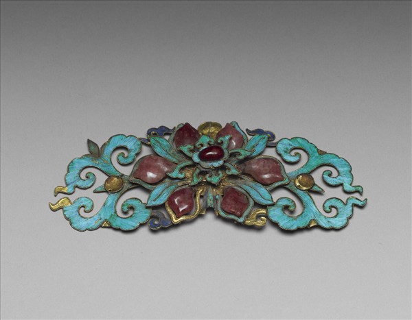 銀鍍金點翠寶蓮結子