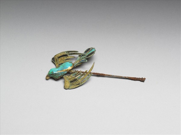 銀鍍金點翠鸚哥簪