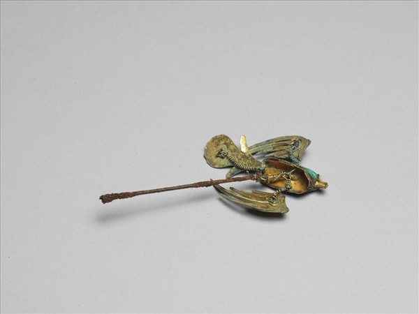 銀鍍金點翠鸚哥簪