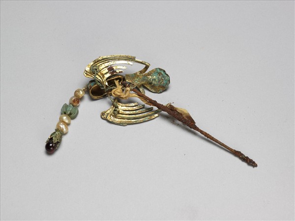 銀鍍金點翠鸚哥簪