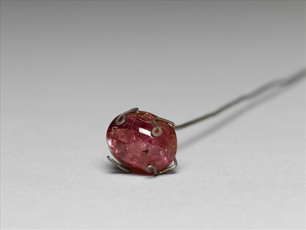 銀鍍金鑲碧璽簪