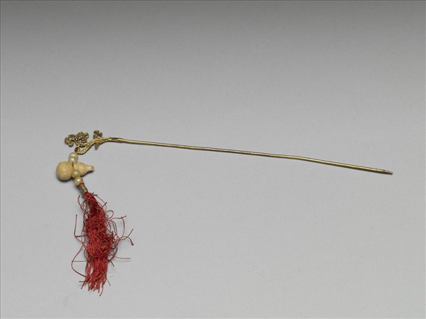 銀鍍金葫蘆靈芝簪