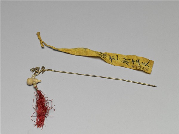 銀鍍金葫蘆靈芝簪