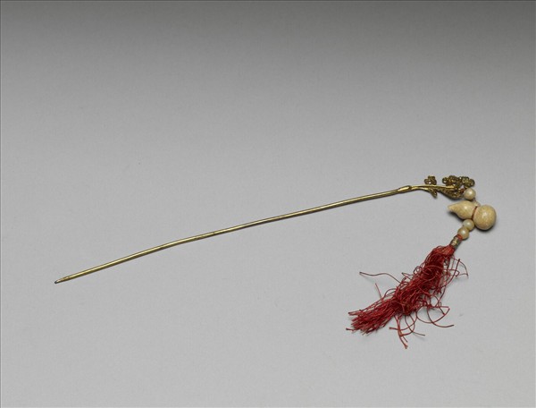 銀鍍金葫蘆靈芝簪