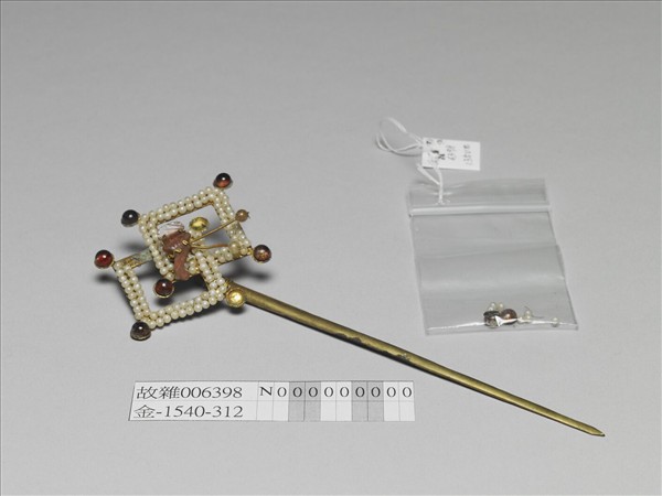 珍珠玻璃方勝簪