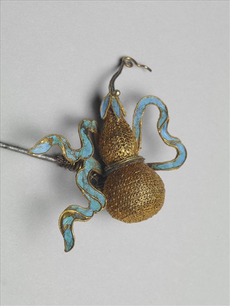 鎏金葫蘆點翠花針