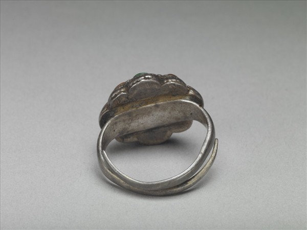 銀嵌珊瑚松石戒指