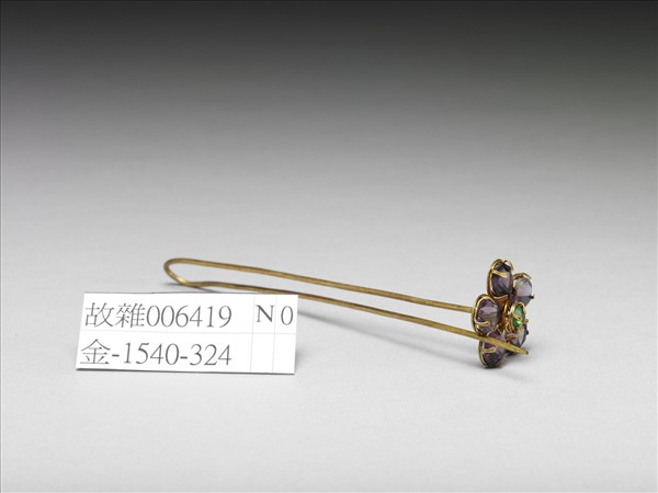 銀鍍金鑲玻璃花簪