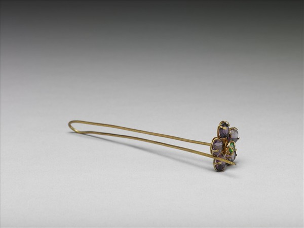 銀鍍金鑲玻璃花簪