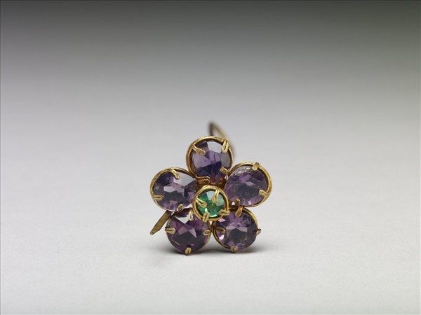 銀鍍金鑲玻璃花簪