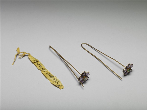 銀鍍金鑲玻璃花簪