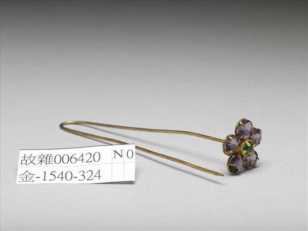 銀鍍金鑲玻璃花簪