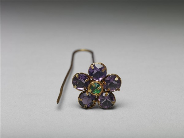 銀鍍金鑲玻璃花簪