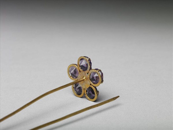 銀鍍金鑲玻璃花簪