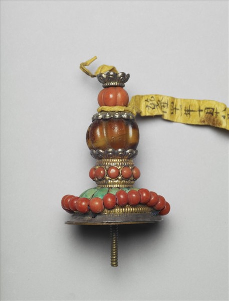 銀鍍珊瑚松石朝冠頂