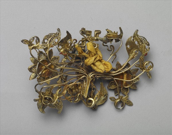 銀鍍金嵌寶石蓮花簪