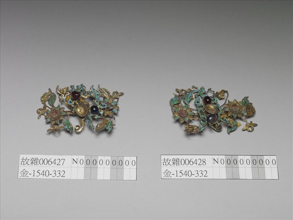 銀鍍金嵌寶石蓮花簪