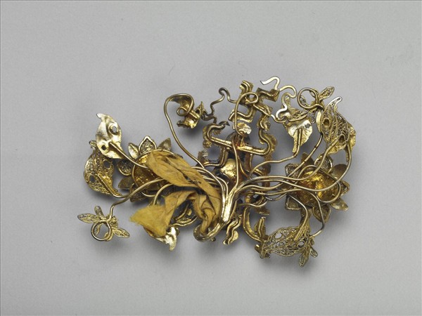 銀鍍金嵌寶石蓮花簪