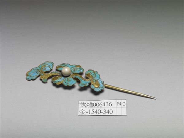 銀鍍金點翠如意雲簪