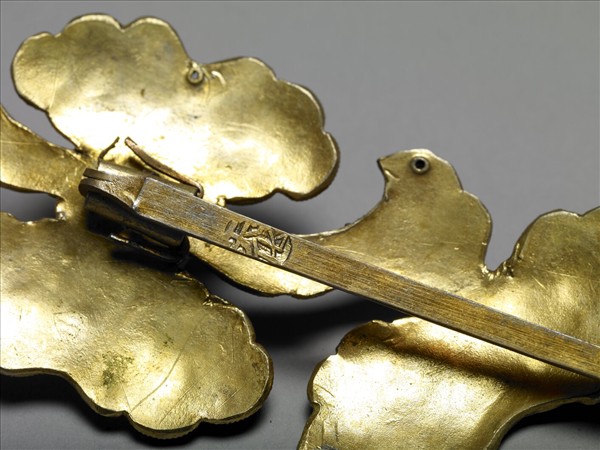 銀鍍金點翠如意雲簪