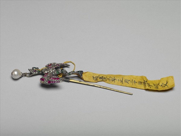 銀嵌玻璃飛蛇簪