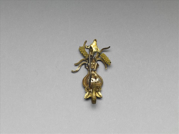 銀鍍金點翠嵌紅黃米珠平安如意耳環