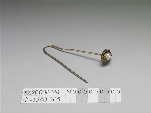 銀鍍金嵌珠花首針