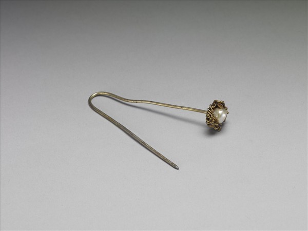 銀鍍金嵌珠花首針