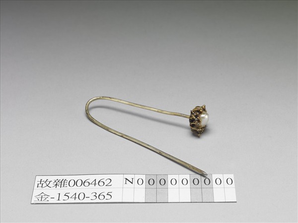 銀鍍金嵌珠花首針