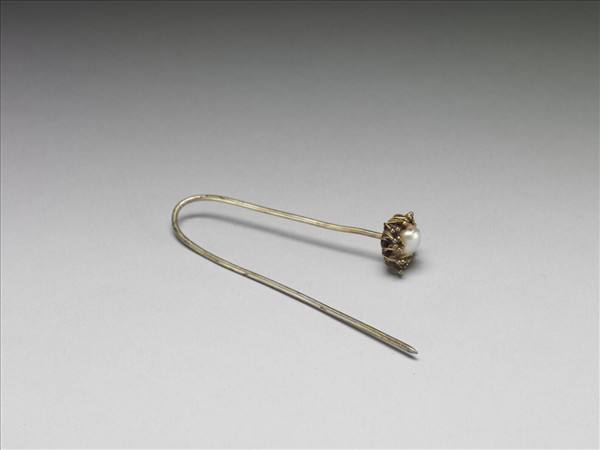 銀鍍金嵌珠花首針