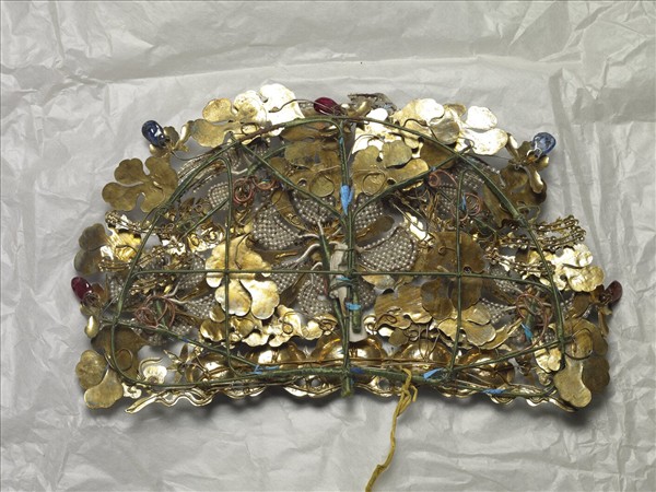 銀鍍金嵌珠鳳蝶牡丹鈿花