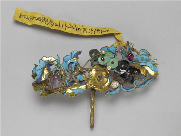 銀鍍金松靈祝壽簪