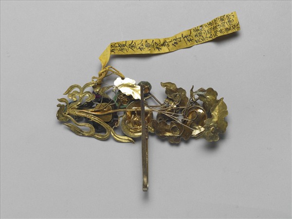 銀鍍金松靈祝壽簪