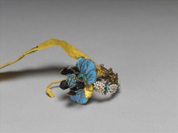 銀鍍金荷花耳環