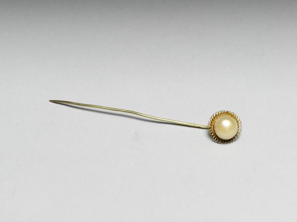 銀鍍金鑲假珠花形簪