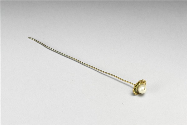 銀鍍金鑲假珠花形簪