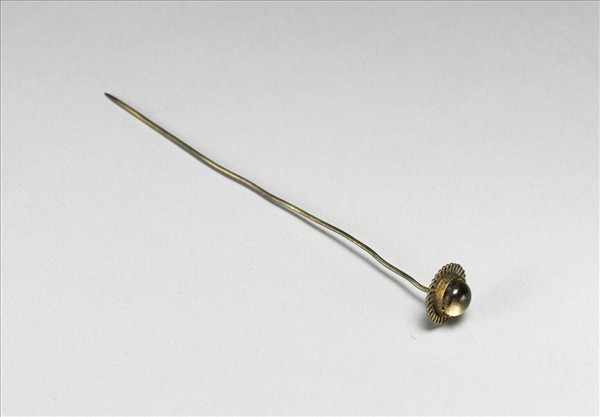 銀鍍金鑲假珠花形簪