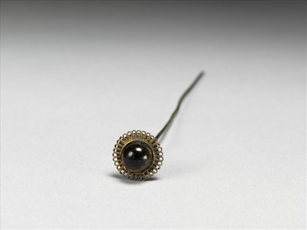 銀鍍金鑲假珠花形簪