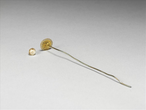 銀鍍金鑲假珠花形簪