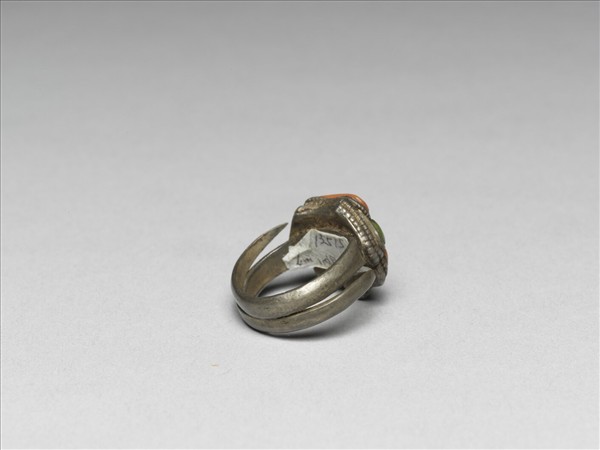 銀嵌珊瑚松石戒指