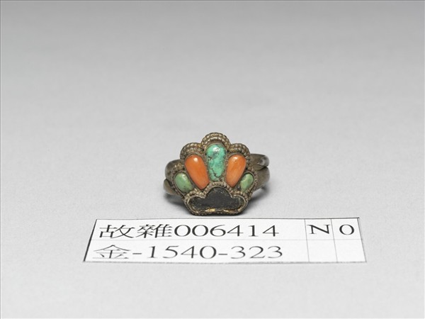 銀嵌珊瑚松石戒指