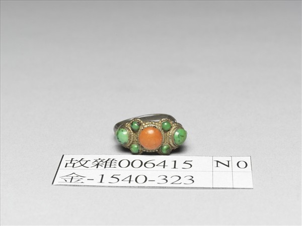 銀嵌珊瑚松石戒指