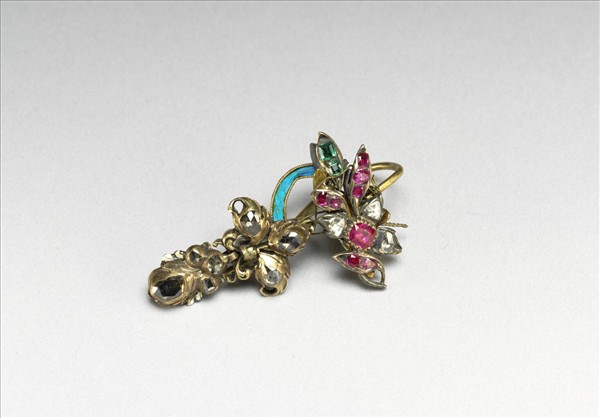 鑲玻璃花卉耳墜