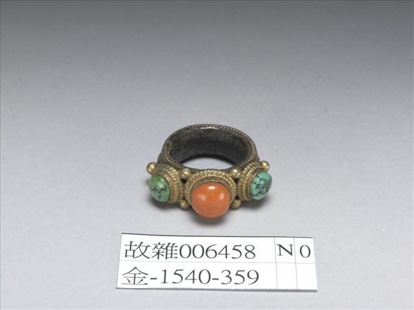 銀嵌珊瑚松石戒指