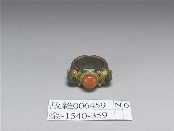 銀嵌珊瑚松石戒指