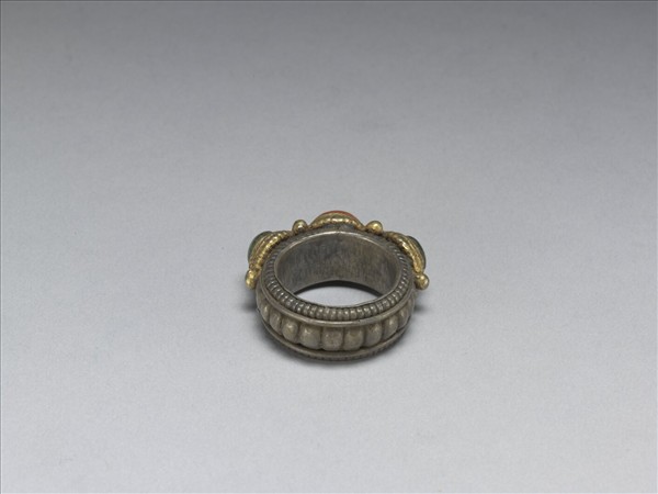 銀嵌珊瑚松石戒指